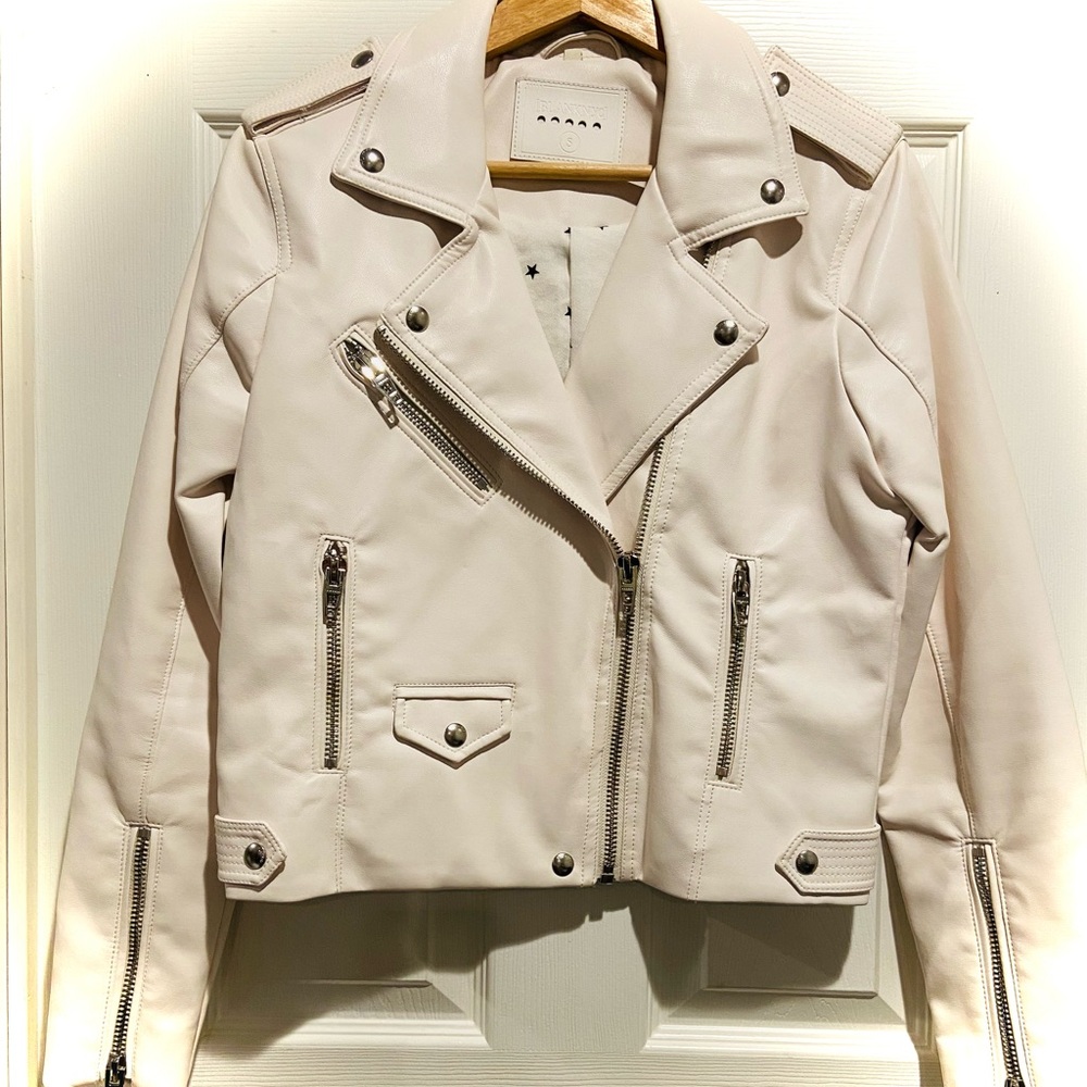 Blank NYC Light Pink Moto Blazer with Silver Hardware